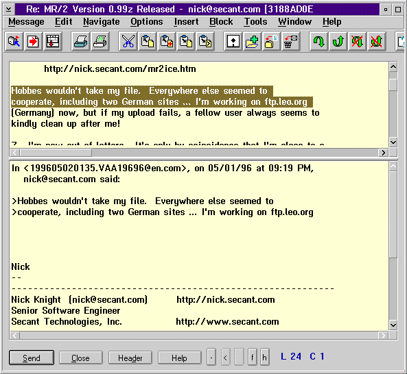 Screenshot of MR/2 ICE Editor Window